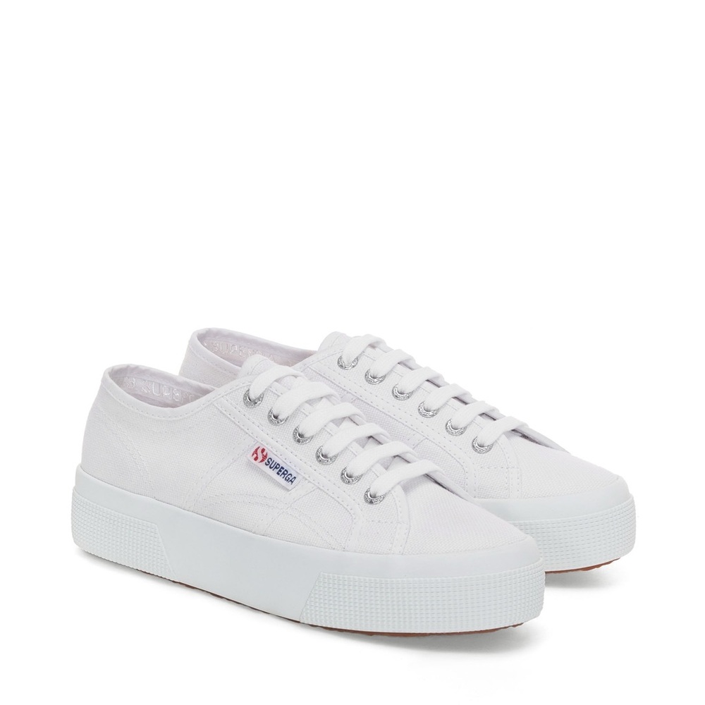 Superga White Canvas Platform Sneakers 39.5